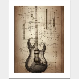 Da Vinci Guitar Blueprint / Schematic Posters and Art